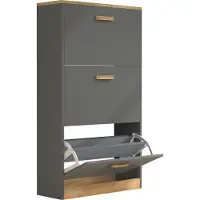 VCM Houten plank Kipper schoenenrek Schoenenkast Schoenenkipper 3 kleppen Halom M