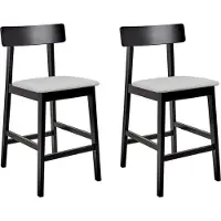 Beliani ISANTI - Barkruk set van 2 - Grijs/Zwart - Rubberhout