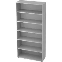 Hammerbacher TOPAS LINE boekenkast, spaanplaat, 6 OH, 5 legborden, B 1000 x D 400 x H 2156 mm, lichtgrijs
