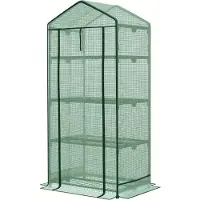 Floordirekt Bloom Kas - Weerbestendige Kas met Robuust Stalen Frame - Compact Plantenhuis - met 4 Opbergniveaus - 49 x 69 x 160 cm