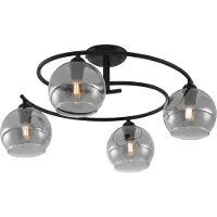 QAZQA Moderne plafondlamp zwart met smoke glas 4-lichts - Alanis