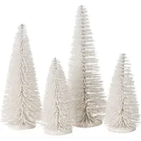 J-Line Doos met 3 kerstboom decoratief glitter plastiek wit