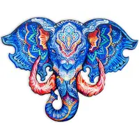 Engelhart Houten Puzzel Olifant Hoofd – 124 Unieke Puzzelstukjes – A3 Formaat Grote Houten Legpuzzel – Dieren Puzzelspel – Educatief Denkspel – Inclusief Opbergetui –