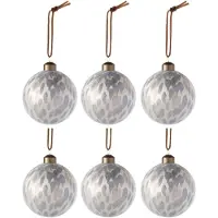 Jline Doos van 6 kerstballen luipaard glas beige mix small