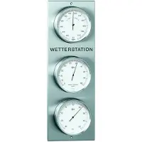 Barigo buiten (en binnen-) weerstation 306 edelstaal-modern-barometer-thermometer-hygrometer -520x180x45 mm - ENGELSE TEKST