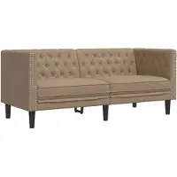 vidaXL Tweezitsbank Chesterfield-stijl kunstleer cappuccinokleurig