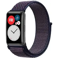 Strap-it Nylon smartwatch bandje - geschikt voor Huawei Watch Fit / Huawei Watch Fit New - indigo blauw