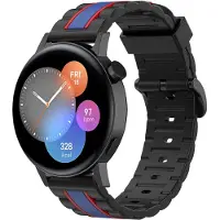 Strap-it Siliconen Special Edition bandje - geschikt voor Huawei Watch GT 2 42mm / GT 3 42mm / GT 3 Pro 43mm - zwart/blauw/rood