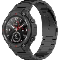 Strap-it Stalen Smartwatch bandje - Geschikt voor Amazfit T-Rex - Pro stalen band - zwart - Horlogeband / Polsband / Armband