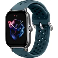 Strap-it Siliconen sport bandje met gaatjes - Geschikt voor Xiaomi Amazfit Bip / Bip Lite / Bip S / Bip U / Bip U Pro / Amazfit GTS / GTS 2 / GTS 3 / GTS 4 - Mini bandje - Sport bandje - Rock Green