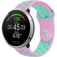 Strap-it Ademend siliconen sport bandje - geschikt voor Polar Unite / Ignite / Ignite 2 / Ignite 3 / Pacer - roze/aqua