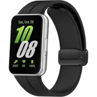Strap-it Smartwatch siliconen bandje met D-buckle sluiting - geschikt voor Samsung Galaxy Fit 3 (zwart)