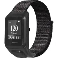 Strap-it Nylon Smartwatch bandje - Geschikt voor TomTom Runner 3 nylon bandje - zwart - Horlogeband / Polsband / Armband