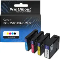 PrintAbout Inktcartridge PGI-2500 BK/C/M/Y 4-kleuren Multipack geschikt voor Canon