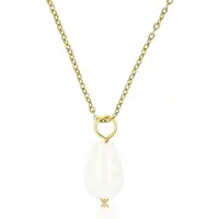 My Bendel - Ketting Goudkleurig met White Aventurine Peervormige Hanger - Goudkleurige Ketting met White Aventurine Peervormige Hanger - met Luxe Cadeauverpakking | Sieraden Voor Dames