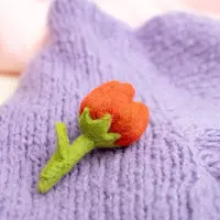 Sjaal met Verhaal Vilten Broche bloem - Tulp Odile - Oranje - 8cm