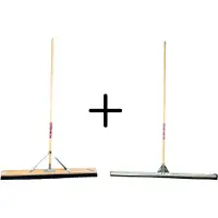 Synx Tools Paardenhaar 80 cm + Vloertrekker 100 cm - Bezem zacht met Steel 150 cm - Trekker met steel 150cm - Waterkeerrand