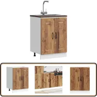 vidaXL Spoelbakonderkast Kalmar 60cm - Oud Hout Spoelbakonderkast - Keukenmeubel - Houten Kast - Opslagruimte - Badkamerkast