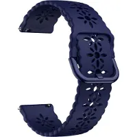 Strap-it Smartwatch bandje - siliconen bandje met patroon geschikt voor Polar Ignite / Ignite 2 / Unite / Pacer - Amazfit GTS / Bip / GTR 42mm - Huawei Watch GT 2 42mm / GT 3 42mm / GT 3 Pro 43mm - donkerblauw