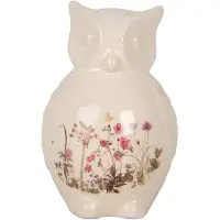 Clayre & Eef Decoratie Beeld Uil 11x10x17 cm Beige Roze Keramiek