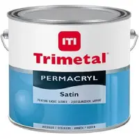 Trimetal Permacryl Satin - Polyvalente watergedragen acryllak voor binnen en buiten - Kleur RAL 9010 Pure White ( gebrokenwit ) - 2.50 L
