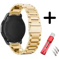 Strap-it Strap-t Stalen schakel bandje - geschikt voor Garmin Vivoactive 4 / Venu 2 - goud + inkort toolkit