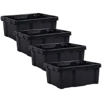Eda Opbergbox/opbergkrat 20 L - 20x - zwart - kunststof - L43 x B34 x H17 - stapelbaar/nestbaar - opbergbak - opbergen