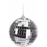 Christmas Decoration Kerstbal - discobal - zilver - D10 cm - piepschuim/glas - spiegelbol - kerstversiering