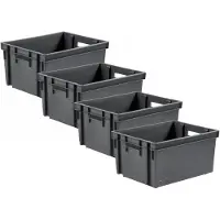 Eda Opbergkrat stapelbaar - 10x - kunststof - 10 Liter - L32 x B26 x H18 cm - grijs - opbergbak - opbergen