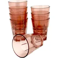 Migros 8 Kunststof Drinkglazen - 390ml - Rood Transparant - BPA Vrij - 9x9x11cm