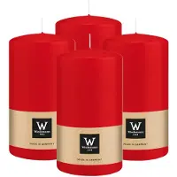 Wiedemann Cilinderkaars/stompkaars - 4x - rood - 13 x 7 cm - 52 branduren - zuilkaarsen