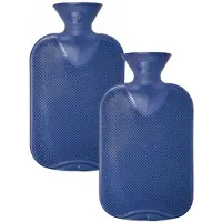 Fashy Kruik - 2x - blauw - 2 liter - kunststof - warmwaterkruik - waterkruik - warmtekruik
