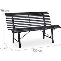 Relaxdays tuinstoel, 2 zitplaatsen, afmetingen: 79 x 130 x 75 cm, robuust staal, weerbestendige bank, stabiele parkbank, antraciet