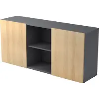 Hjh OFFICE PRO KAPA 1780 | Dressoir | met schuifdeuren - Sideboard Grafiet/Eiken