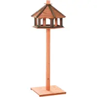 PawHut Vogelhuisje houten vogelstandaard met waterbestendig dak vogelvoederhuis D10-059