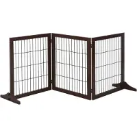 PawHut Hondenhek - 3 Panelen - Inklapbaar - Grenenhout Frame - 185 x 36 x 71 cm - Bruin