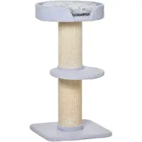 PawHut Paws Krabpaal speelboom met platform Sisal E1 Spaanplaat Pluche Lichtblauw 45 x 45 x 91 cm