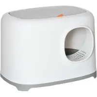 PawHut Paws Design Kattenbak met deksel - Roosterbodem - Wit - 55 x 40 x 39 cm