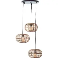 Brilliant 99885/06 Woodball Pendel Matzwart/Rotan - 3 x E27