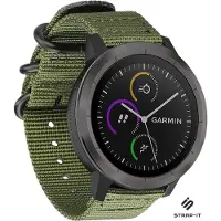 Strap-it Nylon gesp bandje - geschikt voor Garmin Vivoactive 4 45mm / Garmin Venu 2 - groen