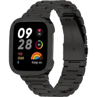 Strap-it Stalen Smartwatch bandje - Geschikt voor Redmi Watch 3 stalen band - zwart - Horlogeband / Polsband / Armband