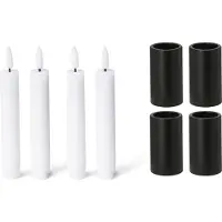 Novaliv 4x magnetische kaarsenhouders 2,8x5cm ZWARTE kaarsenhouder met LED premium stokkaarsen flikkerende vlam stokkaarsen magneet tafelkaarsen kersttafeldecoratie adventskrans