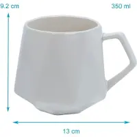 Intirilife 6x Koffiekopje met fijne afwerking in het Wit, inhoud van 350 ml - 13 x 10.5 x 9.2 cm - Theekopje met handvat, drinkbeker voor koffie, thee, melk, cacao en nog veel meer
