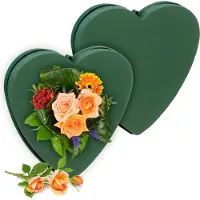 Relaxdays steekschuim echte bloemen - set van 2 - 26,5 x 26,5 x 4 cm - hartvormig - oase - schuimstof