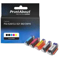 PrintAbout Inktcartridge PGI-520/CLI-521 BK/CMYK 5-kleuren Multipack geschikt voor Canon