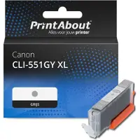 PrintAbout Inktcartridge CLI-551GY XL Grijs Hoge capaciteit geschikt voor Canon