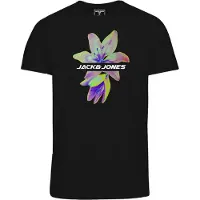 Jack & jones Junior T-shirt - Jcoflower Print Tee S/S Crew Neck FST JNR - 140 tot 164 - voor Kinderen - zwart - Maat 152