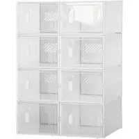 HOMCOM HOMdotCOM DIY Schoenenkast - 8 Vakken - Transparant - 76 x 140 x 100 cm