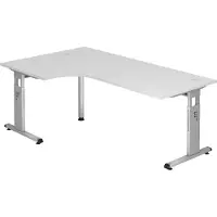 Hjh OFFICE PRO MEGA 82 S - Hout C Voet zilver 200 x 120 Tafelhoogte I In hoogte verstelbaar Wit/Zilver