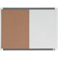 Nobo Combinatiebord Met Gewelfde Lijst - Prikbord En Whiteboard in 1 - 58,5 x 43cm - Inclusief Whiteboard Accessoires - Wit/Natuurbruin